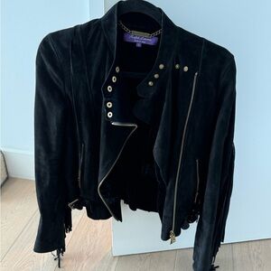 Ralph lauren purple label suede black jacket